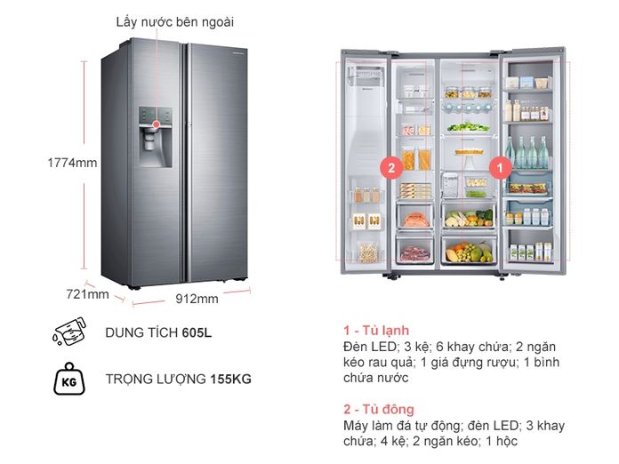 Tủ lạnh Samsung có ngăn kệ rất linh hoạt